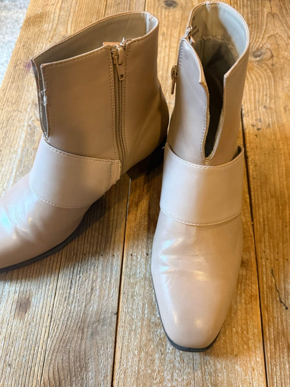 Journee Collection Beige Ankle Booties with Side Zips